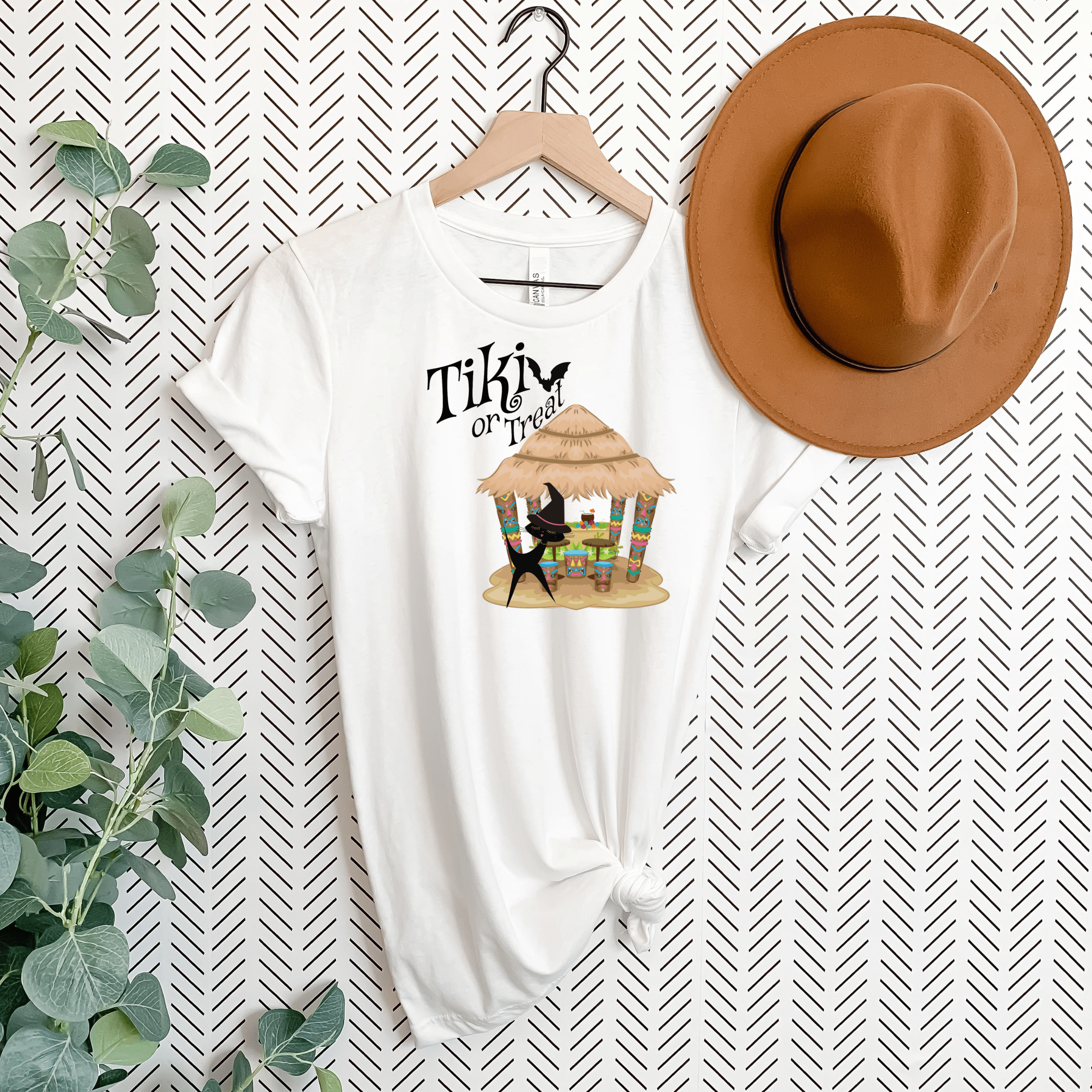 Retro Atomic Cat, Tiki Halloween T-Shirt, Tiki Or Treat, Tiki Lover, Halloween Party, Funny Halloween Unisex Tee T-Shirt