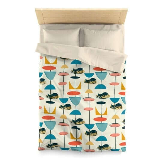 Retro Bedding Atomic Cat Black Kitty 50&