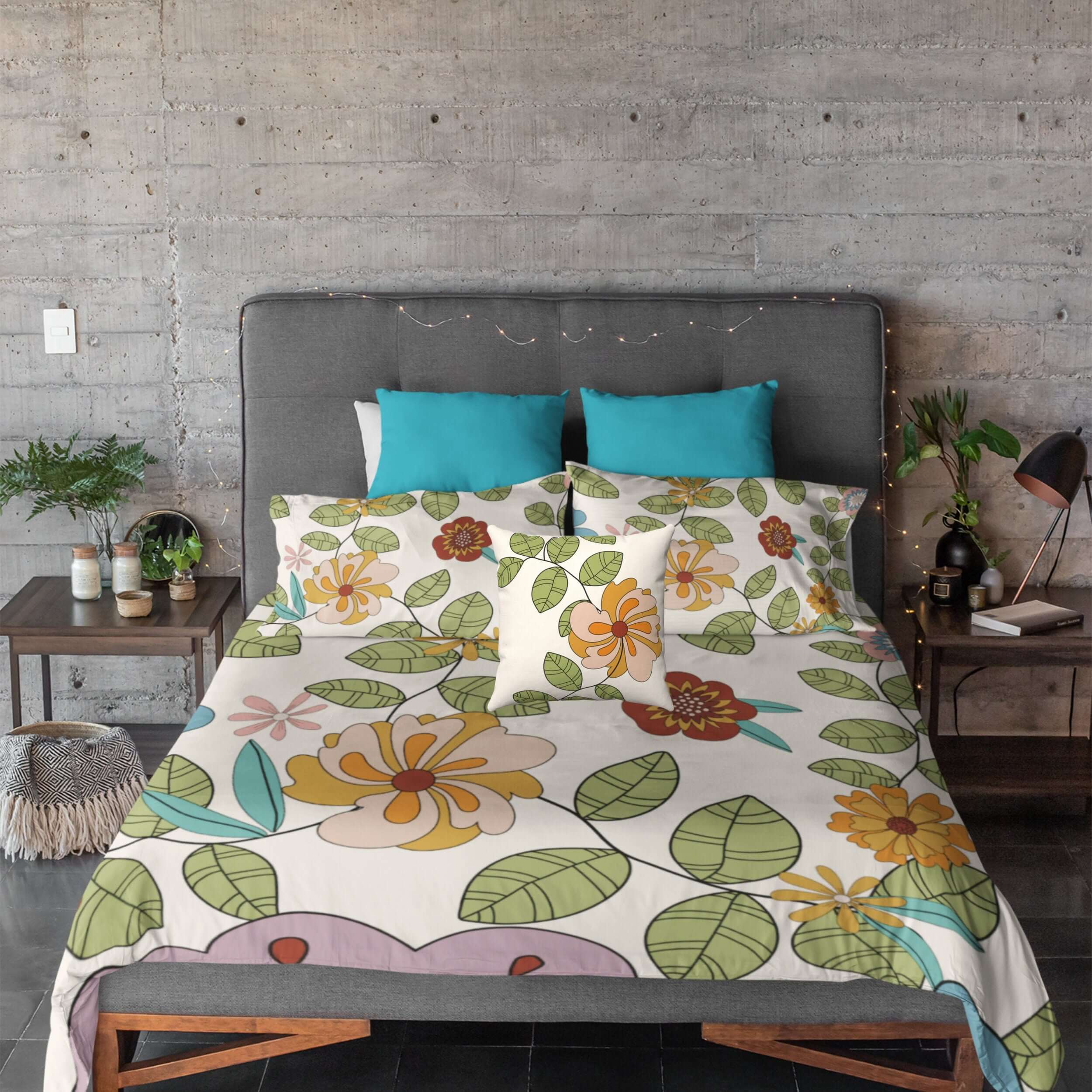 Retro Bedding Groovy Hippie Flower Power Style Mod Daisy 70&