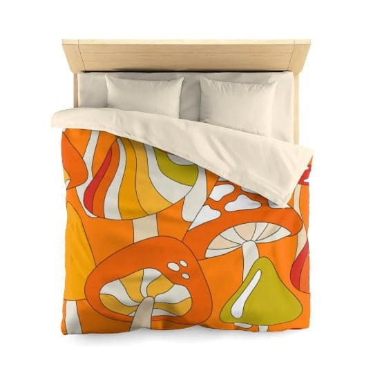 Retro Bedding, Orange, Green Psychedelic Funky, Groovy 70&