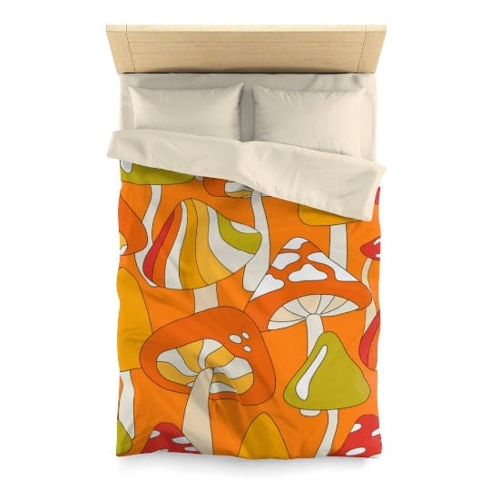 Retro Bedding, Orange, Green Psychedelic Funky, Groovy 70&