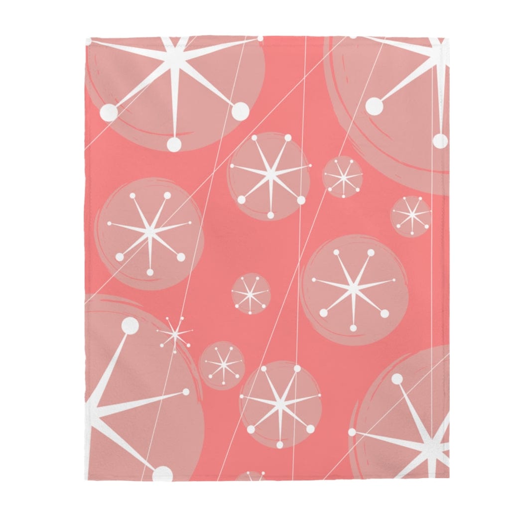 Retro Blanket Blush And Bashful Mid Century Modern Astro Atomic Star THIN Velveteen Plush Blanket All Over Prints