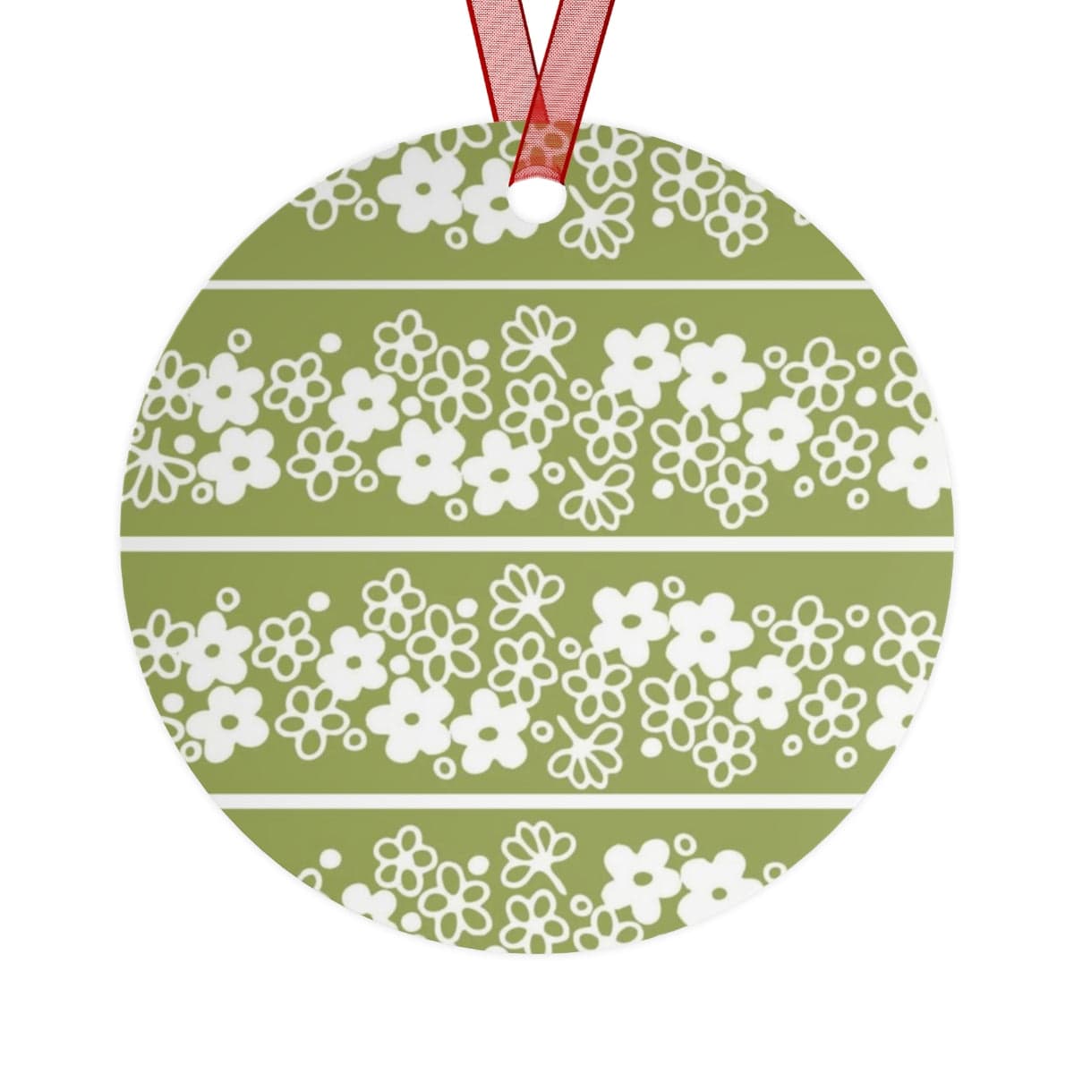 Retro Christmas, Mod Verde Spring Daisy Metal Ornaments Home Decor