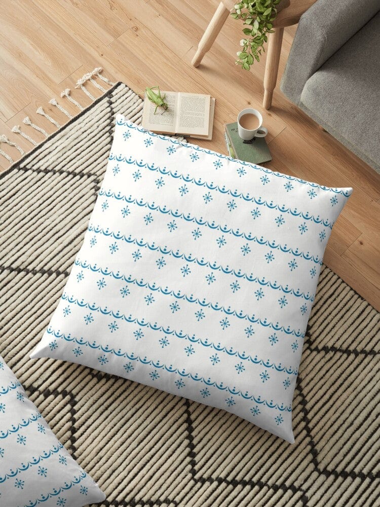 Retro Garland Snowflake, Mid Mod Blue, White, Mid Mod Pyrex Lover Collector Pillow And Insert Home Decor