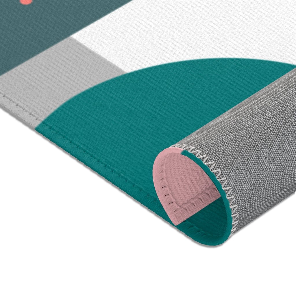Retro Rug Boho Mid Century Modern Geometric Teal, Pink, Yellow, Green, Living Room, Bedroom, Entry Area Rugs Home Decor