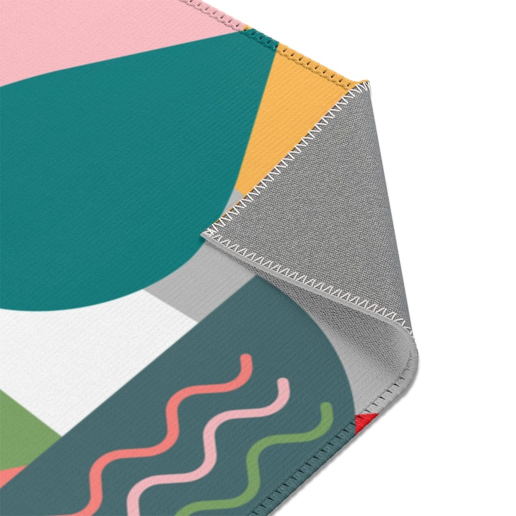 Retro Rug Boho Mid Century Modern Geometric Teal, Pink, Yellow, Green, Living Room, Bedroom, Entry Area Rugs Home Decor