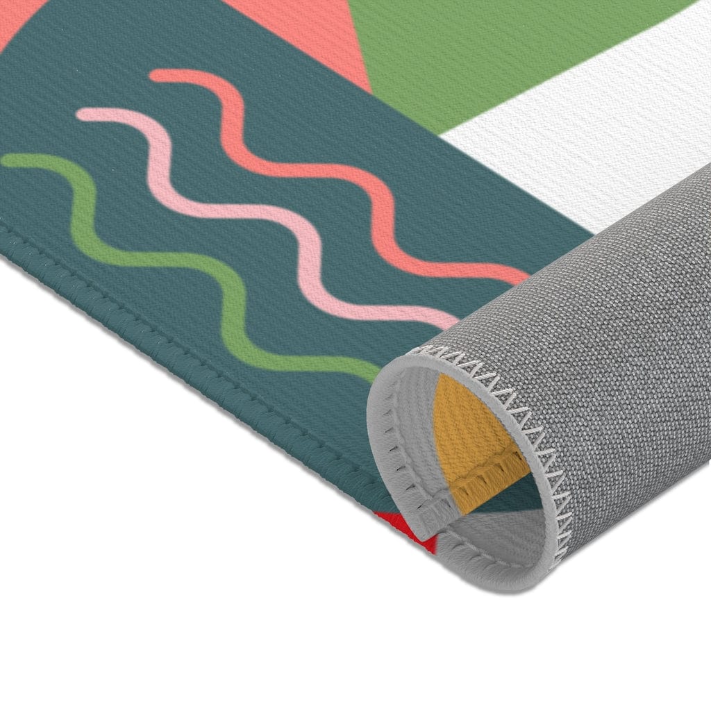 Retro Rug Boho Mid Century Modern Geometric Teal, Pink, Yellow, Green,  Living Room, Bedroom, Entry Area Rugs Home Decor