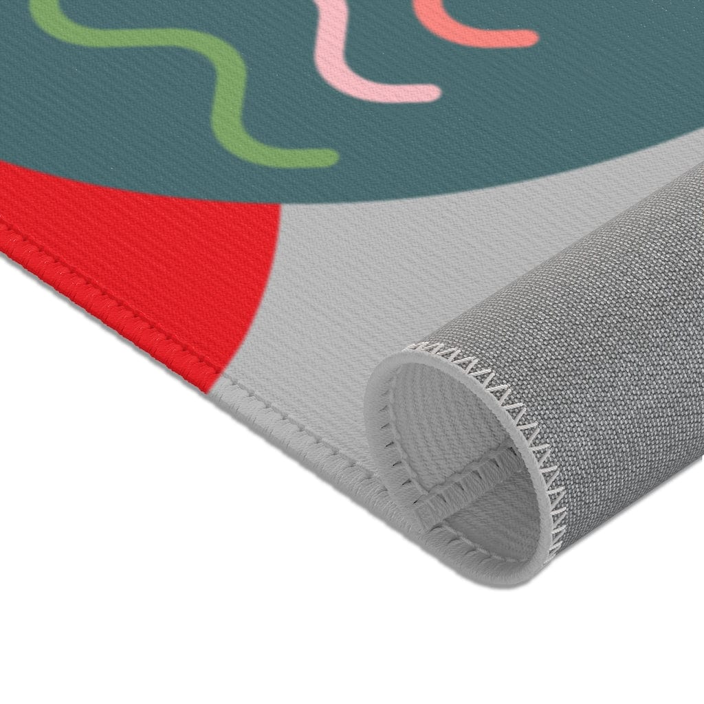 Retro Rug Boho Mid Century Modern Geometric Teal, Pink, Yellow, Green,  Living Room, Bedroom, Entry Area Rugs Home Decor