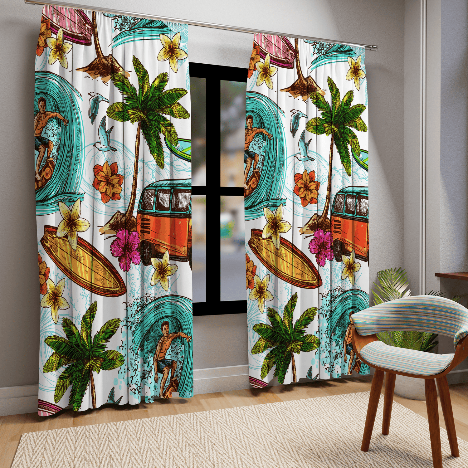 Retro Tropical Paradise, Sun Surf, Vintage 50&