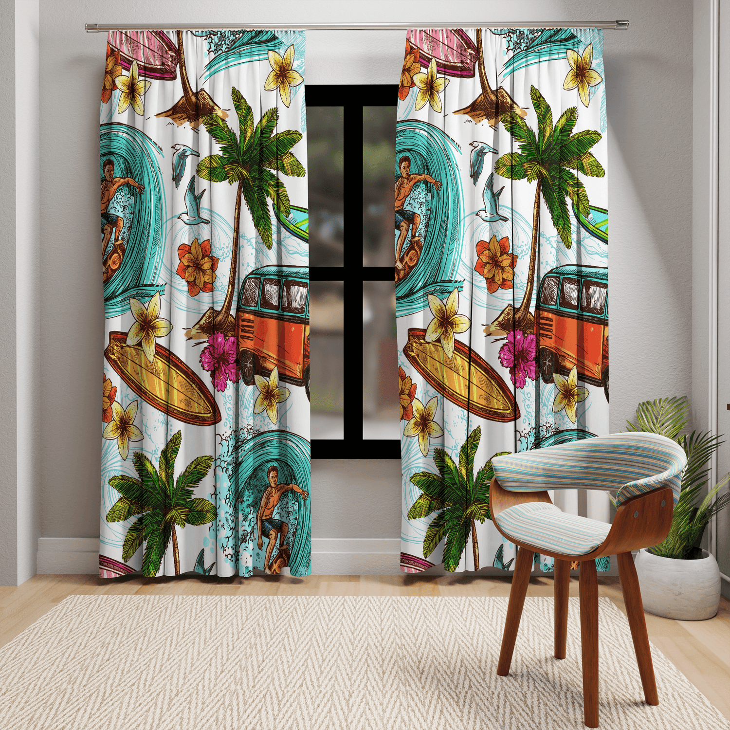 Retro Tropical Paradise, Sun Surf, Vintage 50&