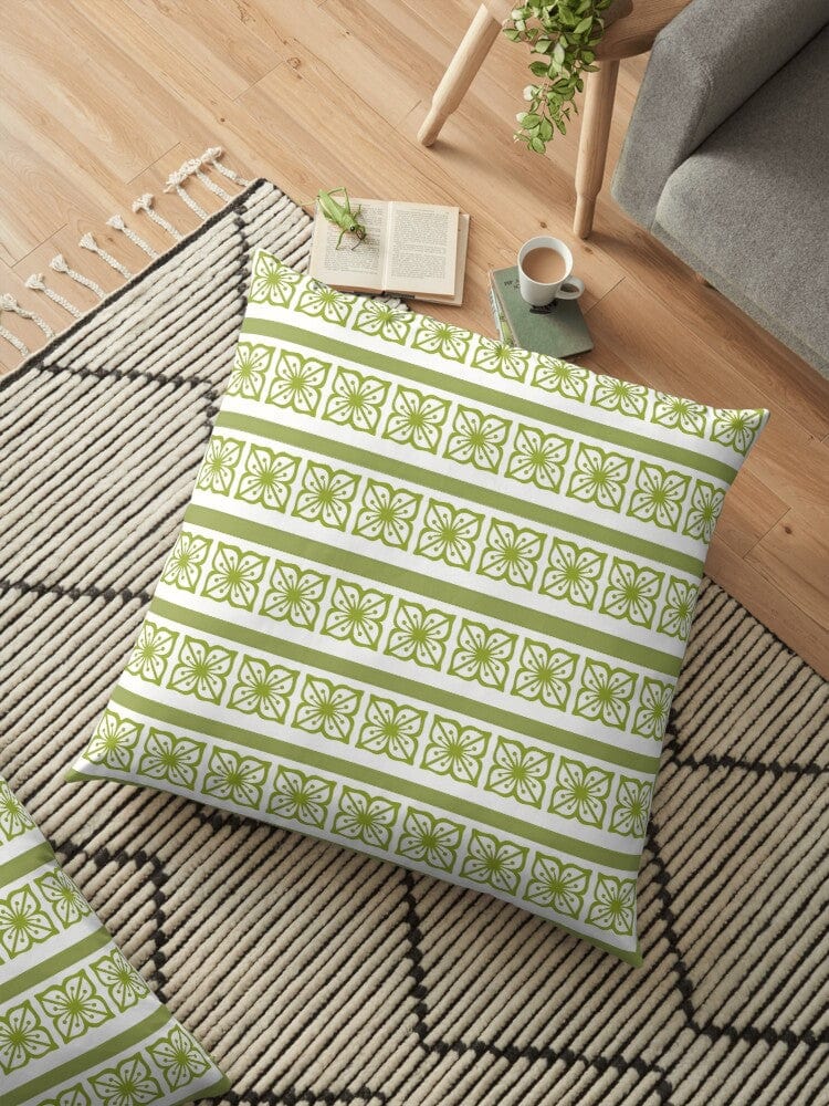 Retro Verde Green, Scandinavian Floral, Pyrex Lover Collector, Pillow And Insert Home Decor