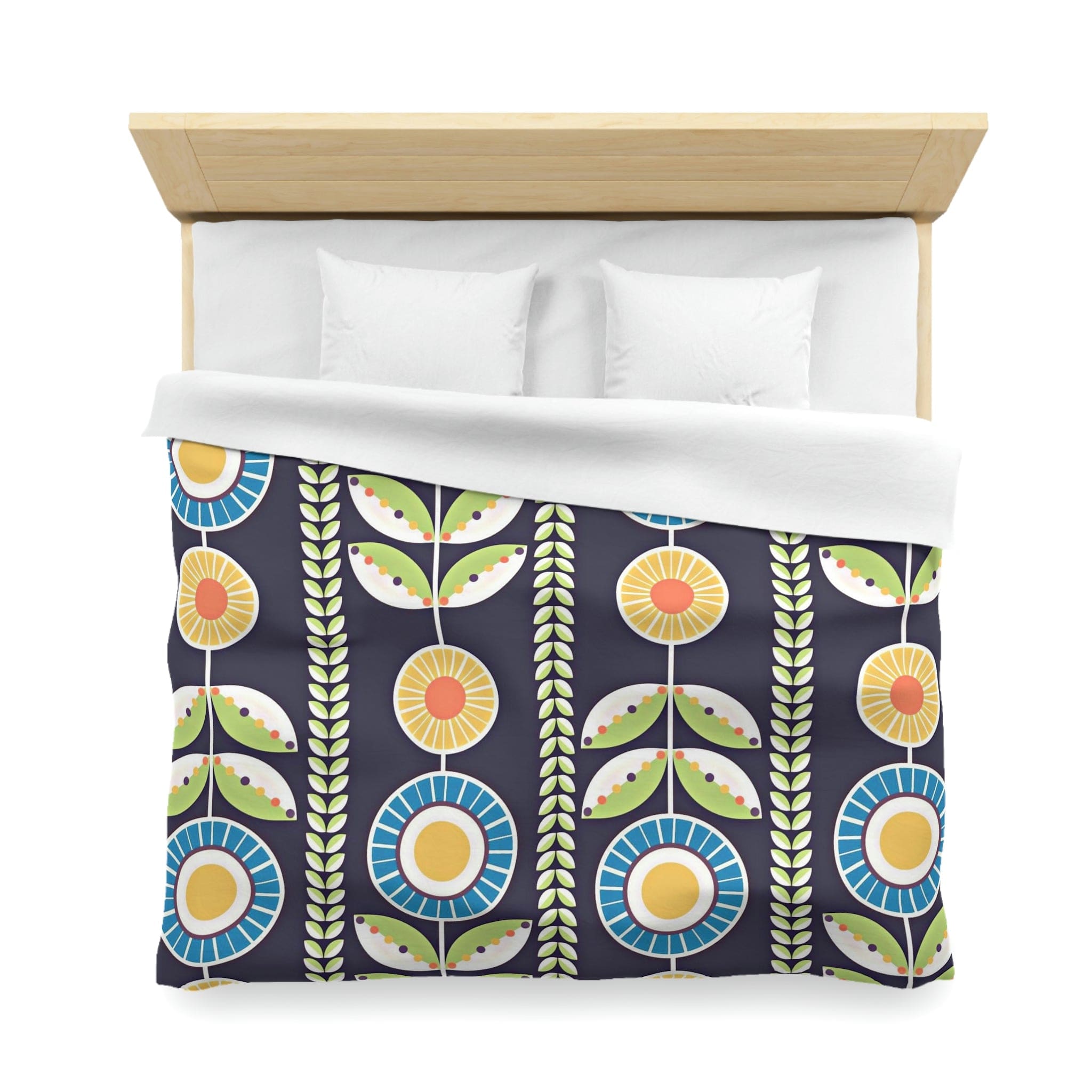 Scandinavian Folk Art Flower Bedding, Norwegian Folk Art Home Decor Swedish Hygge Nordic Blue, Green, Yellow Duvet Covers Home Decor