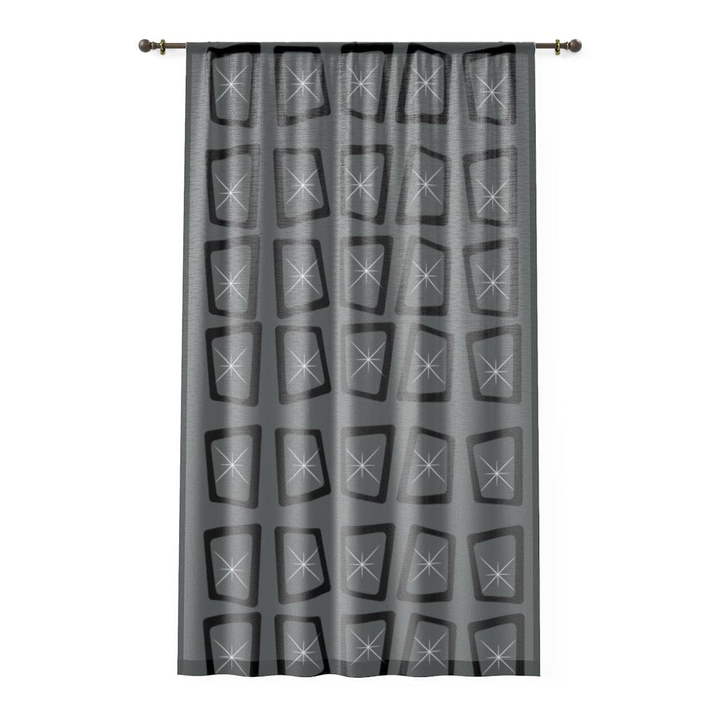 Mid Century Modern, Minimalist, Modernist, Gray, Atomic Mod Ages, Retro Geometric, Starburst SHEER Window Curtain Home Decor Sheer / White / 50" × 84"