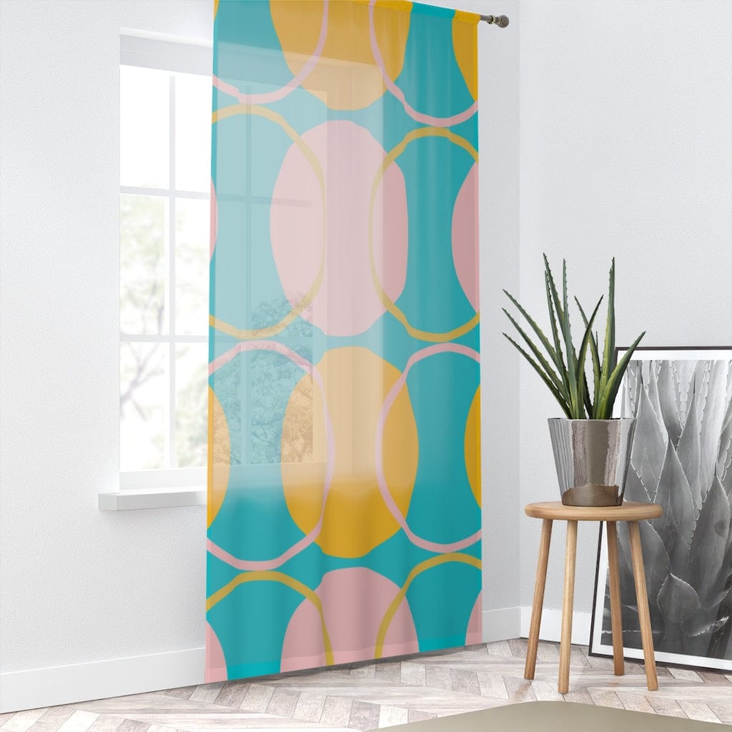 Mid Century Modern Retro Turquoise Blue, Mustard Yellow, Pink Geometric Atomic Age 50&