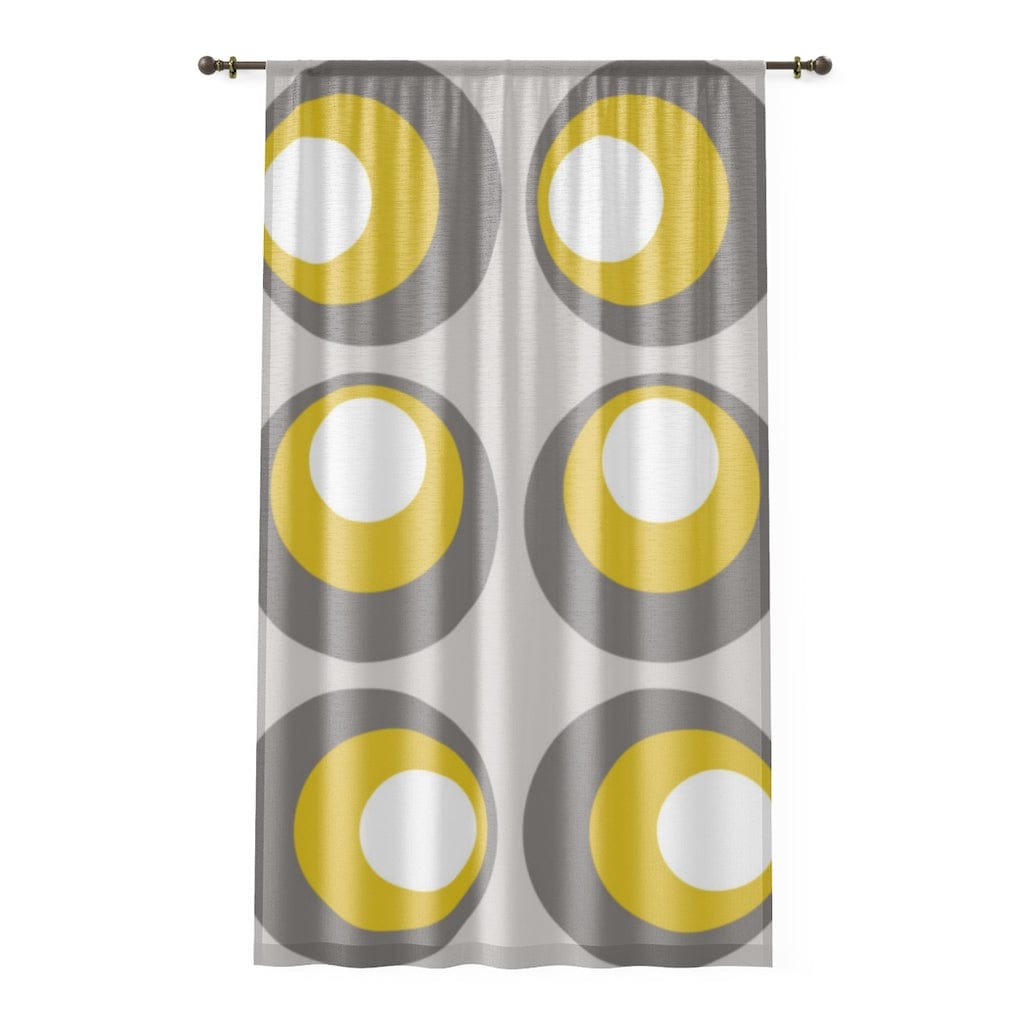 Retro Sheer Window Curtain, Gray, Yellow, White, Peacock Eye, Mid Mod, MCM Home Decor Home Decor Sheer / White / 50" × 84"
