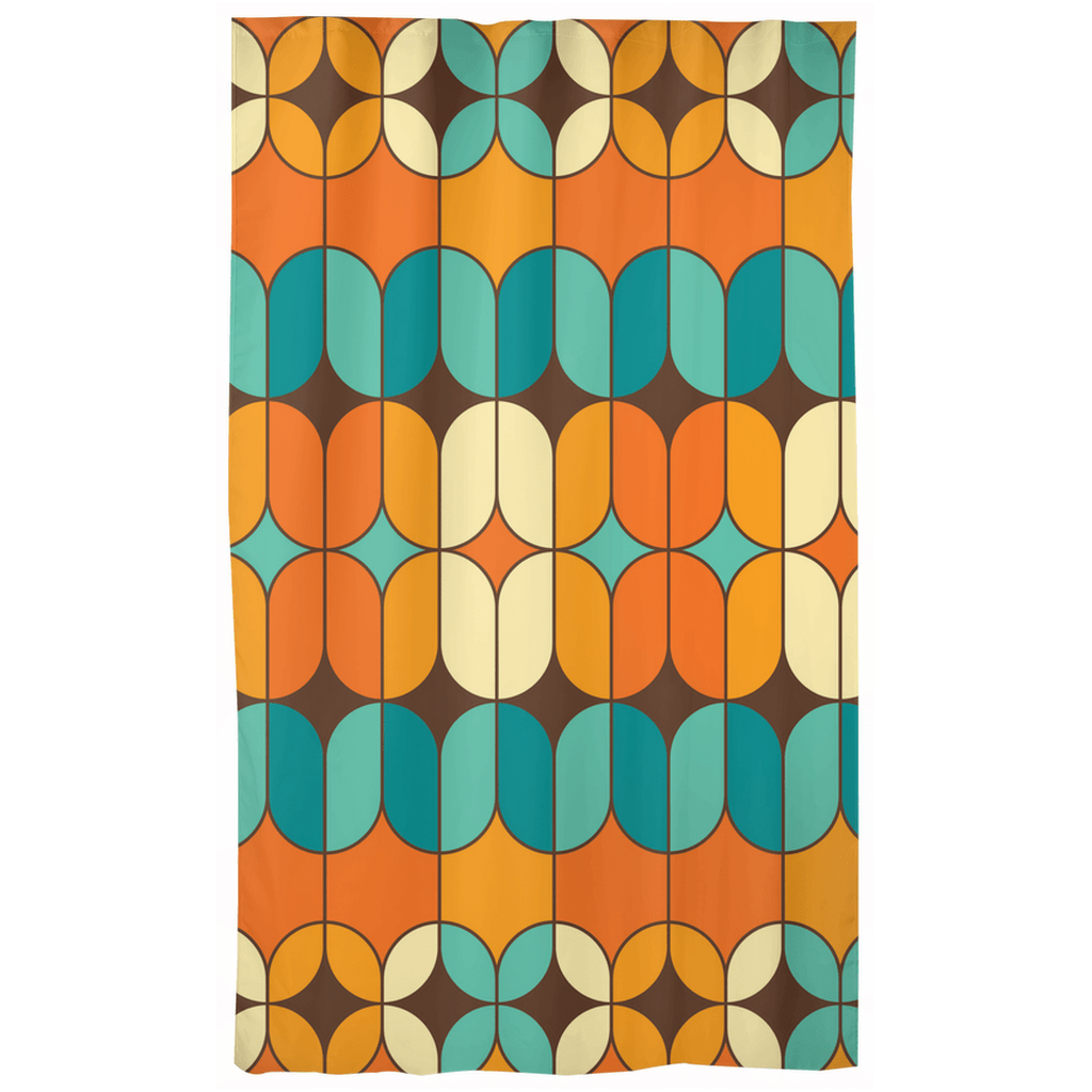 Mid Mod, Geometric, Bold, Beautiful, Orange, Teal, Mustard Yellow, Atomic Living, MCM, Mid Century Modern Living Room, Bedroom Curtains Single Panel / Blackout