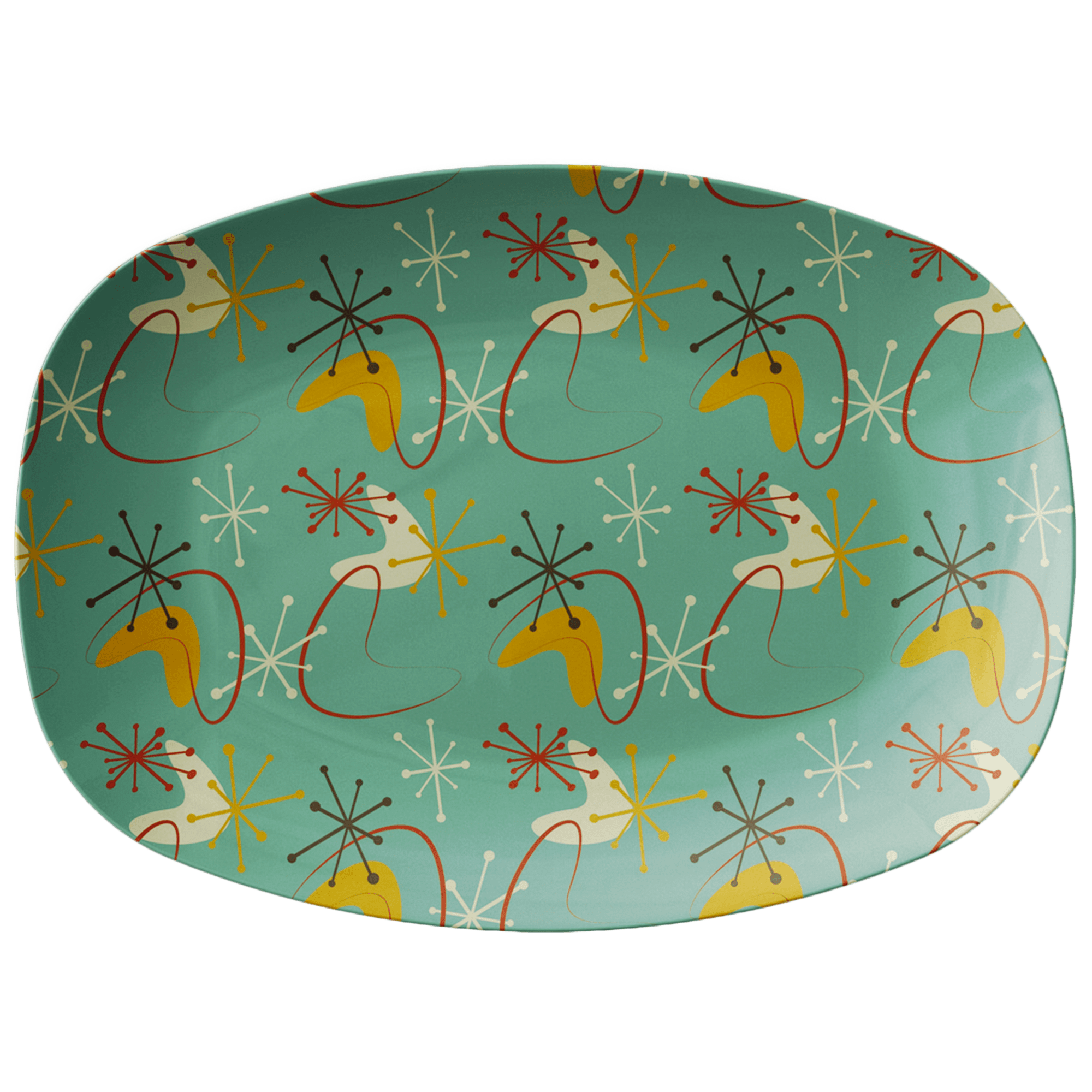 Mint Green Blue Grass Atomic Boomerang Retro Mid Century Modern Serving platter Dinnerware Single Platter