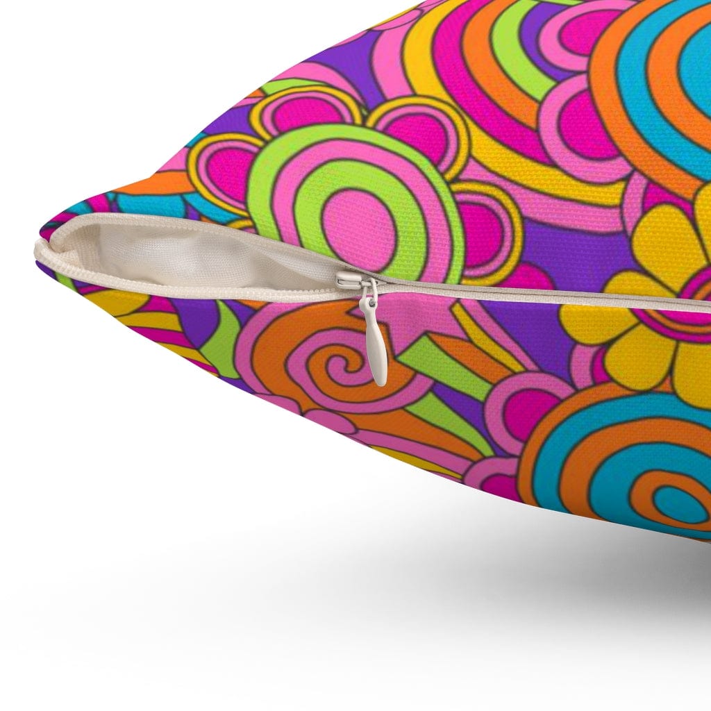 Stay Groovy, Hippie 70's Van, Atomic Cats, Magic Mushroom, Purple, Pink, Blue, Hipster Dorm Throw Pillows Home Decor