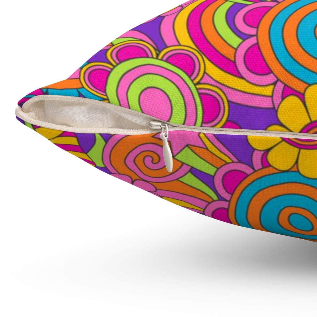 Stay Groovy, Hippie 70's Van, Atomic Cats, Magic Mushroom, Purple, Pink, Blue, Hipster Dorm Throw Pillows Home Decor