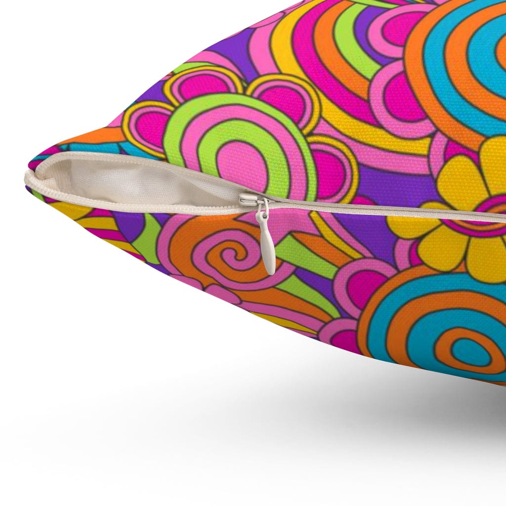 Stay Groovy, Hippie 70's Van, Atomic Cats, Magic Mushroom, Purple, Pink, Blue, Hipster Dorm Throw Pillows Home Decor