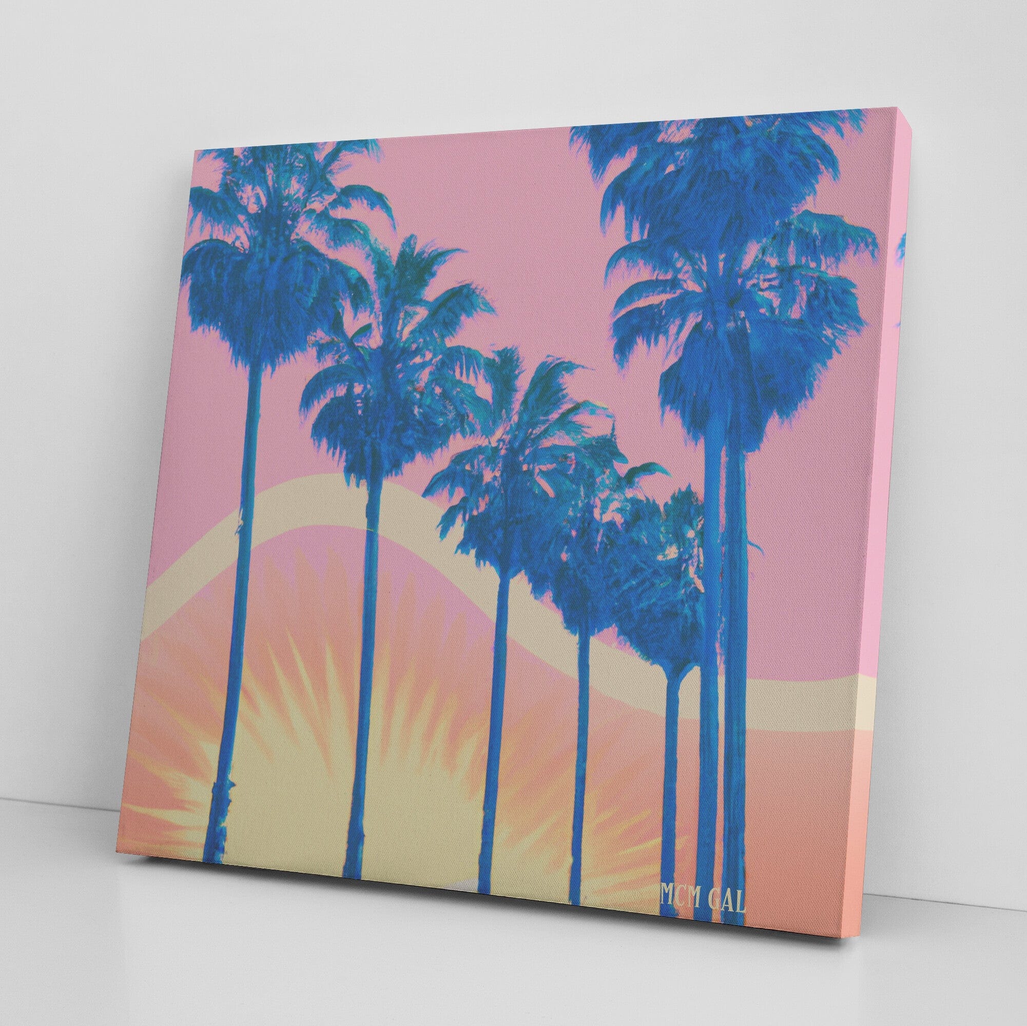 Sunset Boulevard, California, Mid Century Modern Deco Retro Watercolor Art Wall Art