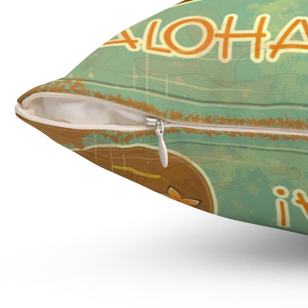 Tiki Aloha, Banjo, Tropical Retro Mint Green, Pink Mid Mod Pillow Cushion And Insert Home Decor