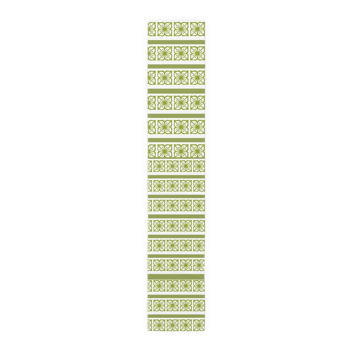 Verde Green, Scandi Block Flowers, Vintage Collector, Kitchen, Dining Room, Table Runner (Cotton, Poly) Home Decor