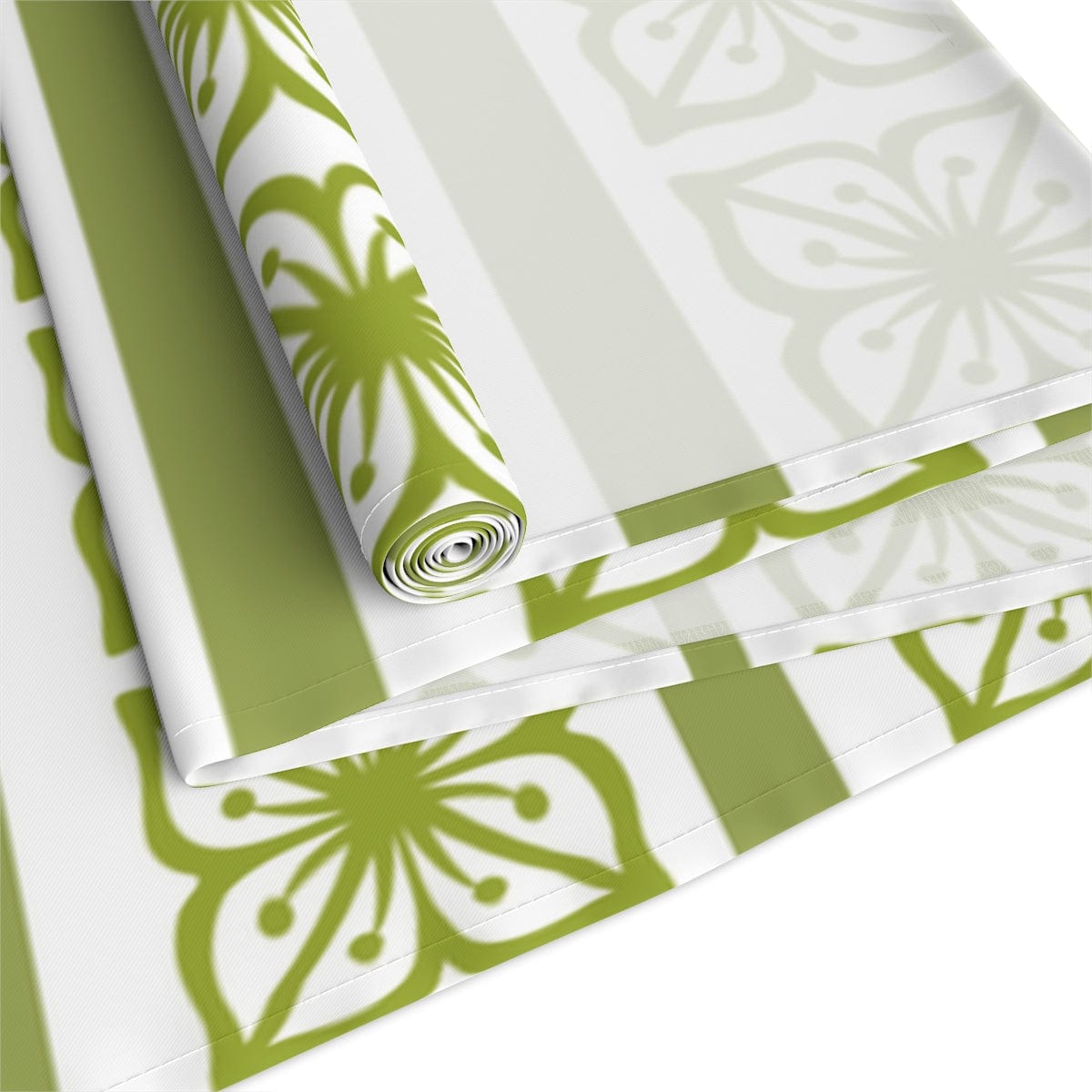 Verde Green, Scandi Block Flowers, Vintage Collector, Kitchen, Dining Room, Table Runner (Cotton, Poly) Home Decor