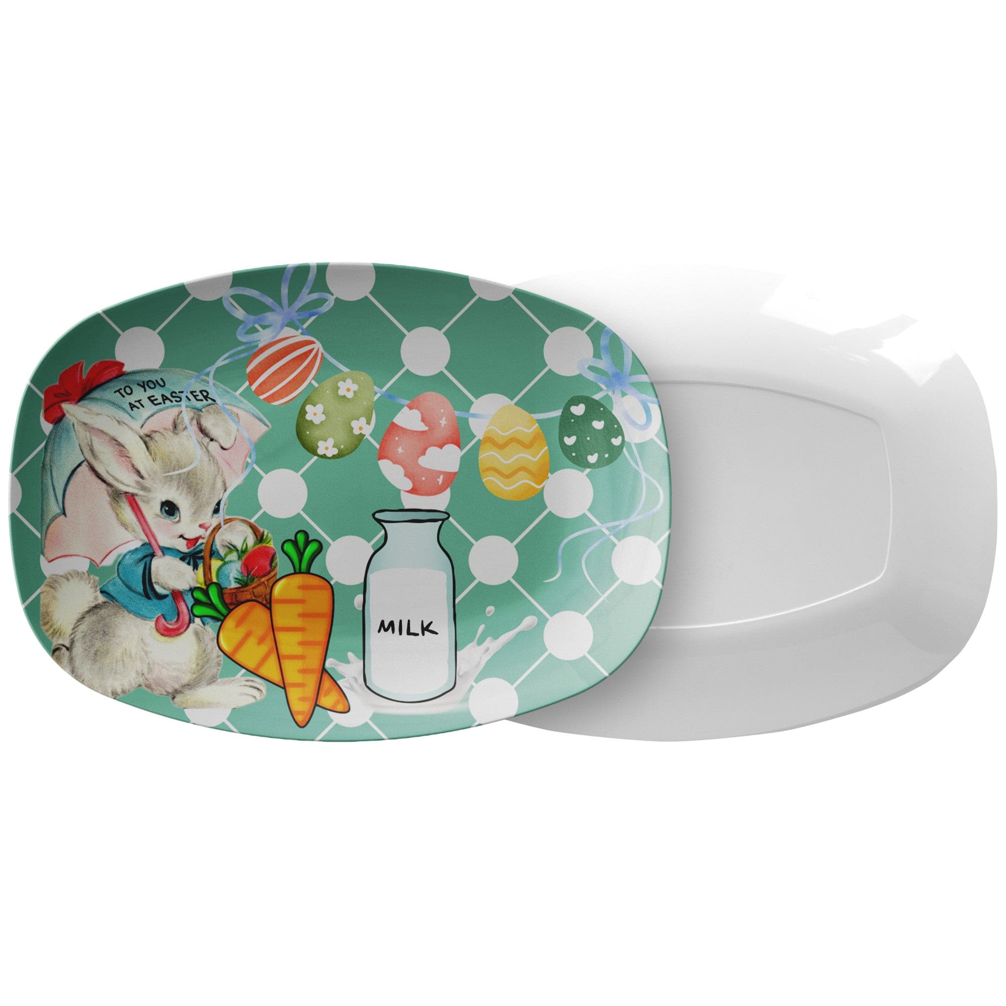 Vintage Easter Card, Easter Bunny Snack Platter, Treat Plate, Easter Sunday Special Gift Kitchenware