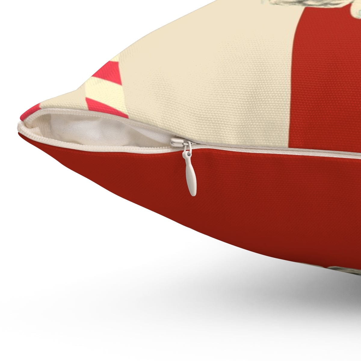 Vintage Santa Claus, Retro Christmas, Mid Century Modern Holiday, Cranberry Red, Beige, Candy Cane Stripe, Pillow And Insert Home Decor
