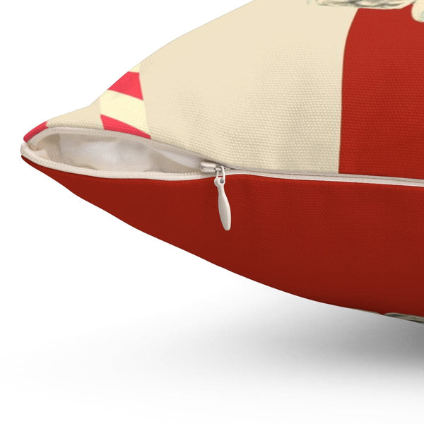 Vintage Santa Claus, Retro Christmas, Mid Century Modern Holiday, Cranberry Red, Beige, Candy Cane Stripe, Pillow And Insert