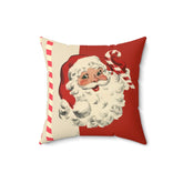 Vintage Santa Claus, Retro Christmas, Mid Century Modern Holiday, Cranberry Red, Beige, Candy Cane Stripe, Pillow And Insert Home Decor Mid Century Modern Gal