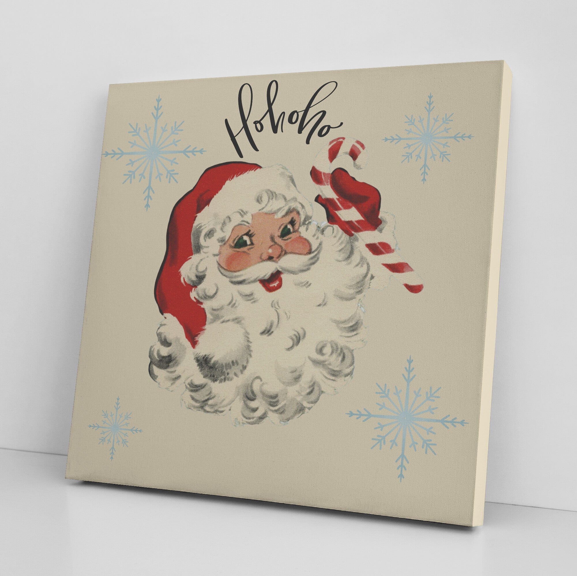 Vintage Santa, Mid Mod, Christmas Ho Ho Ho Wall Art Wall Art
