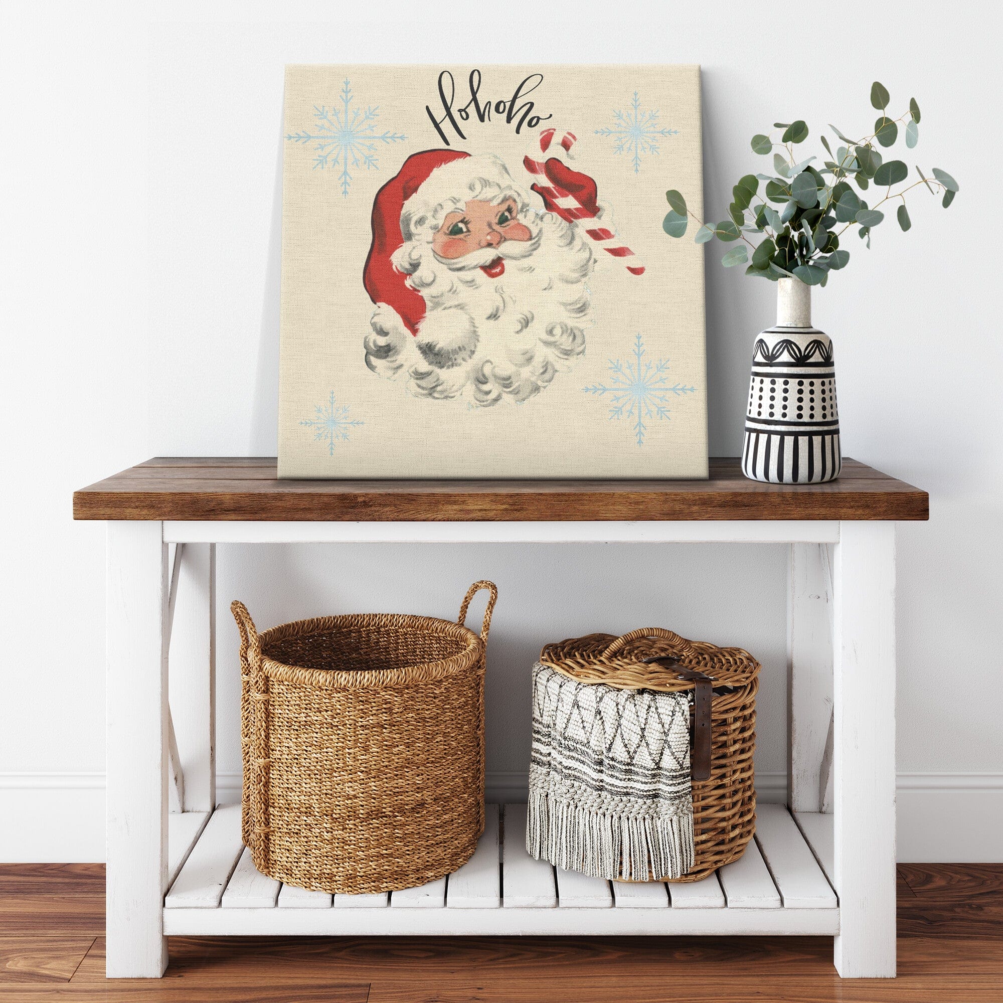 Vintage Santa, Mid Mod, Christmas Ho Ho Ho Wall Art Wall Art