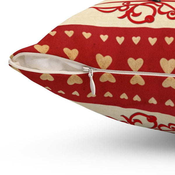 Vintage Valentine Retro Red Hearts Boy, Girl Love Valentine Heart Pillow