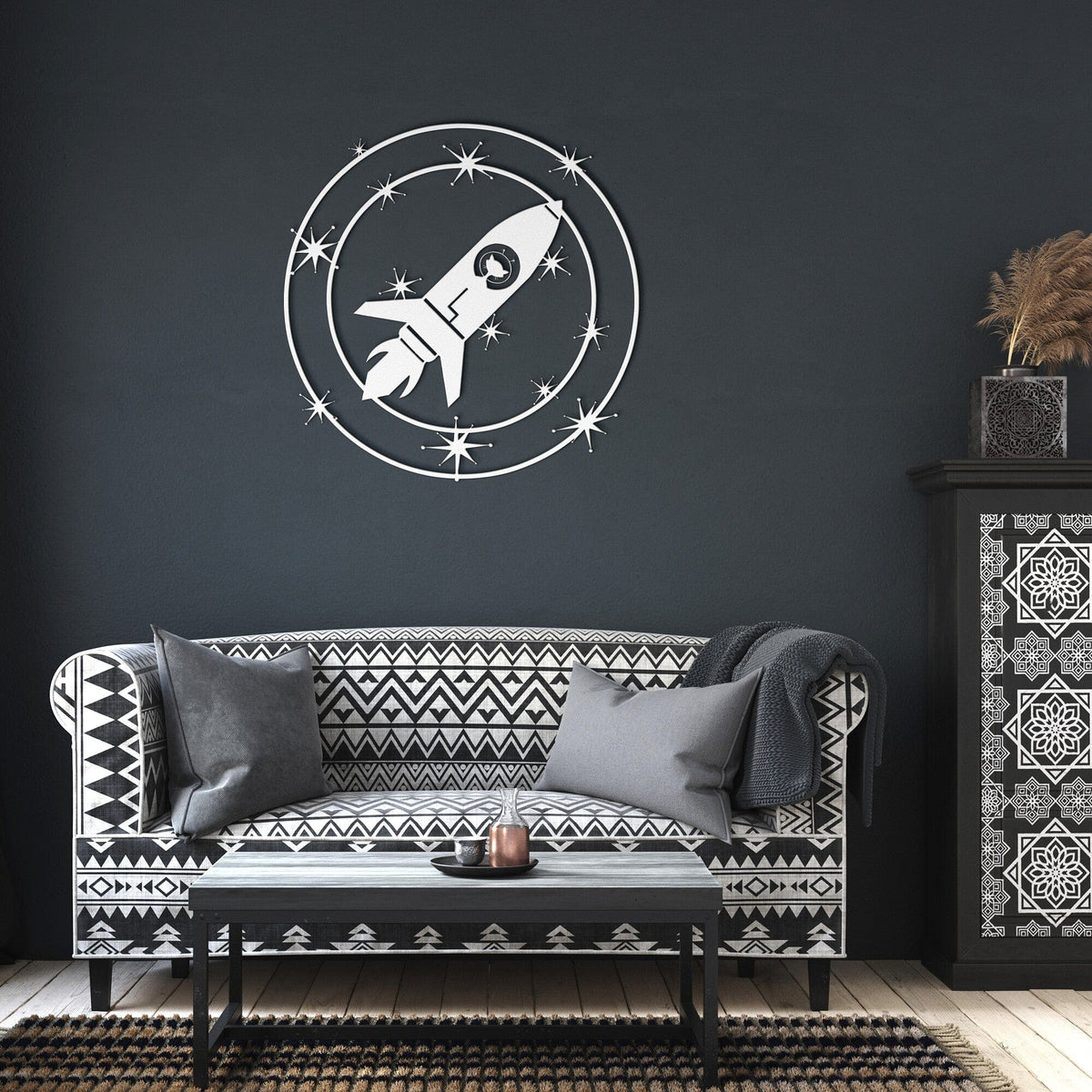 Atomic Space, Mod Cat, Retro Mid Century Modern Metal Wall Art Wall Art White / 12 Inch