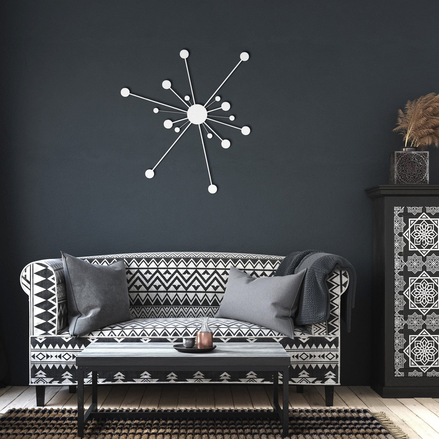 Atomic Starburst, Mid Century Modern Wall Art, Metal Wall Art MCM Sputnik Art Wall Art White / 12 Inch