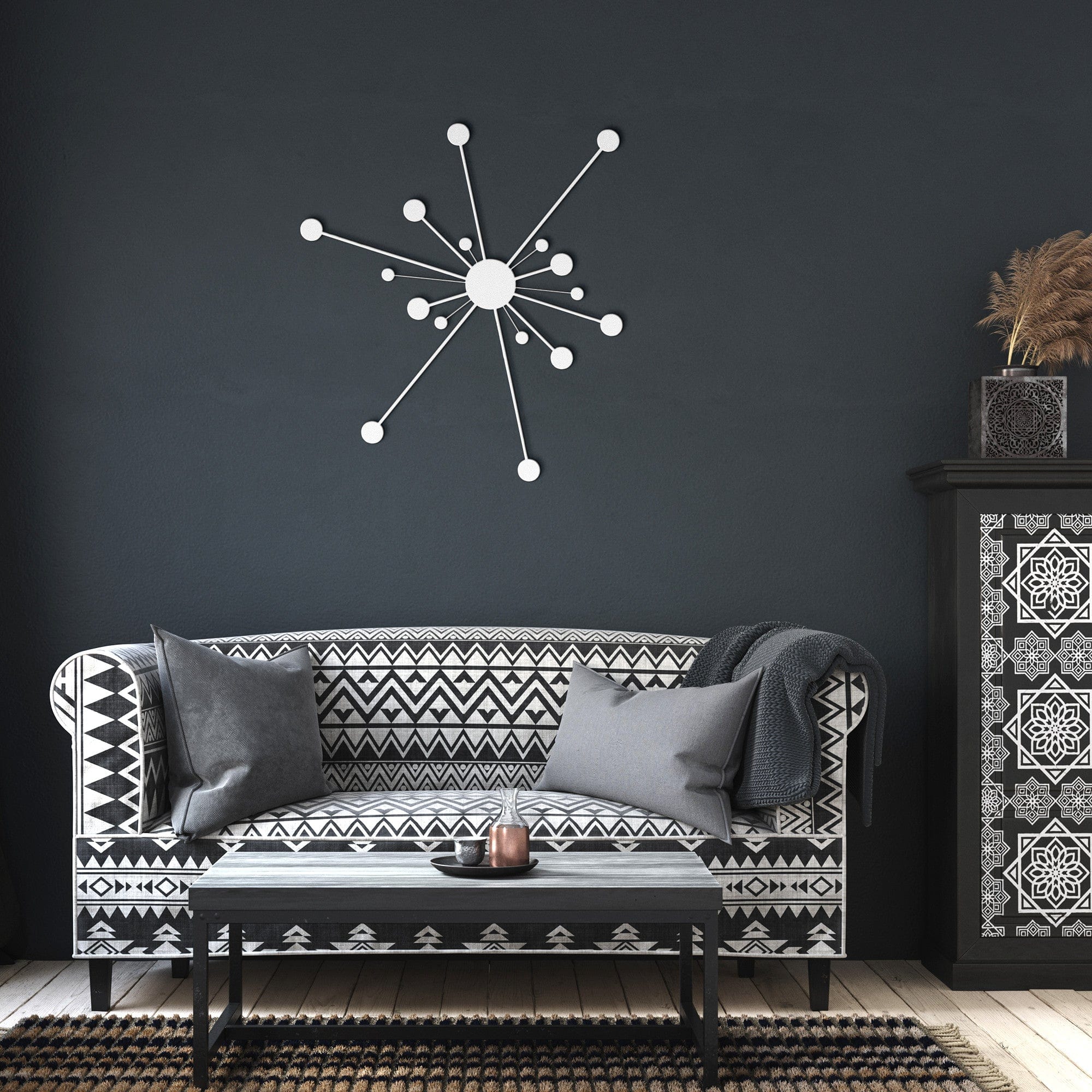 Atomic Starburst, Mid Century Modern Wall Art, Metal Wall Art MCM Sputnik Art Wall Art White / 12 Inch