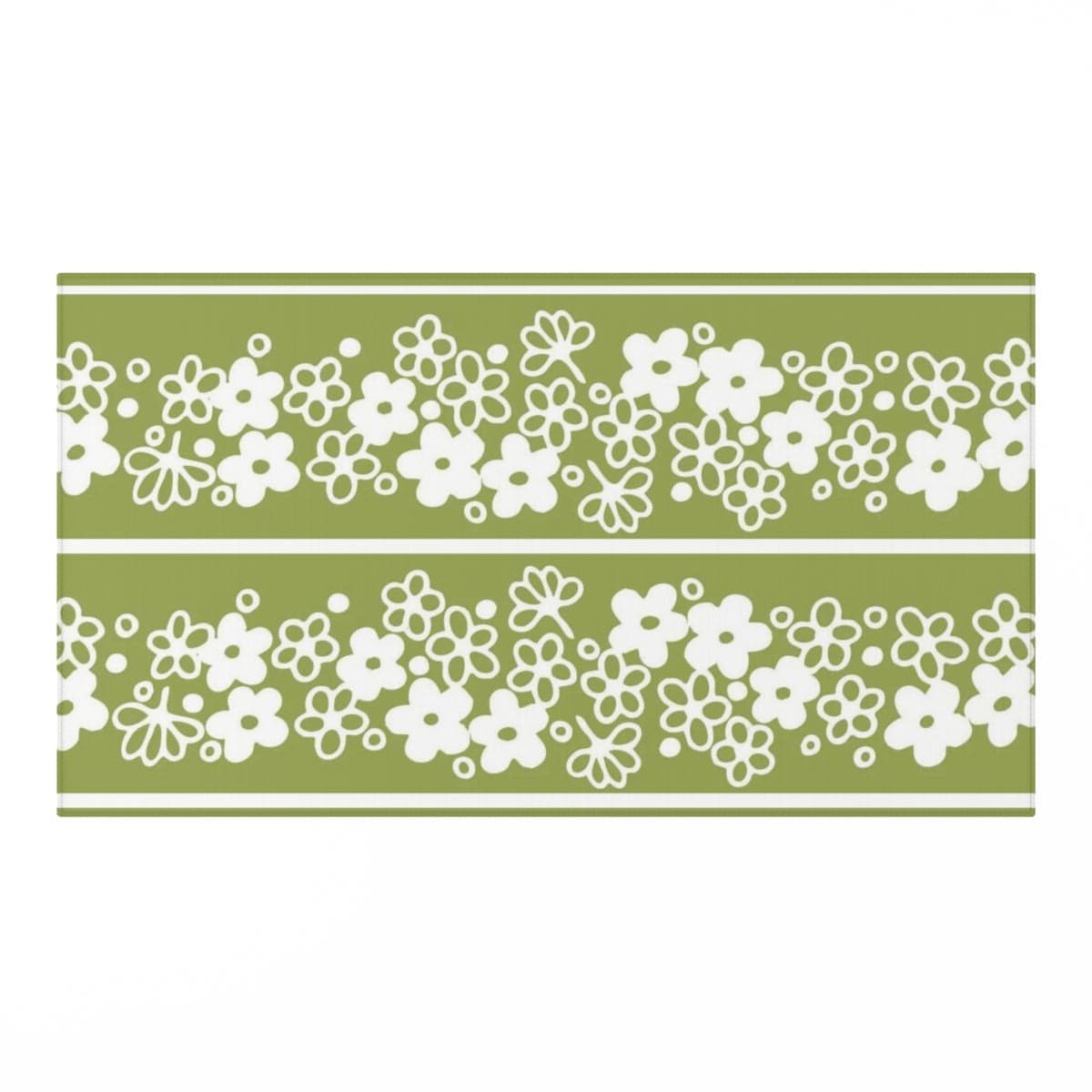 Verde Green Mod Daisy Spring Blossom Retro Flowers Area Rug Home Decor White / 35&quot; × 63&quot;