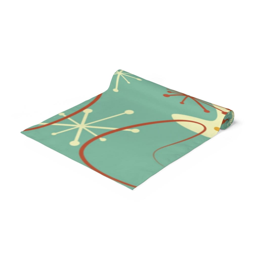 Mid Century Modern Mint Blue Grass Mustard yellow Retro Abstract MCM Home Decor Table Runner Home Decor White / 90&