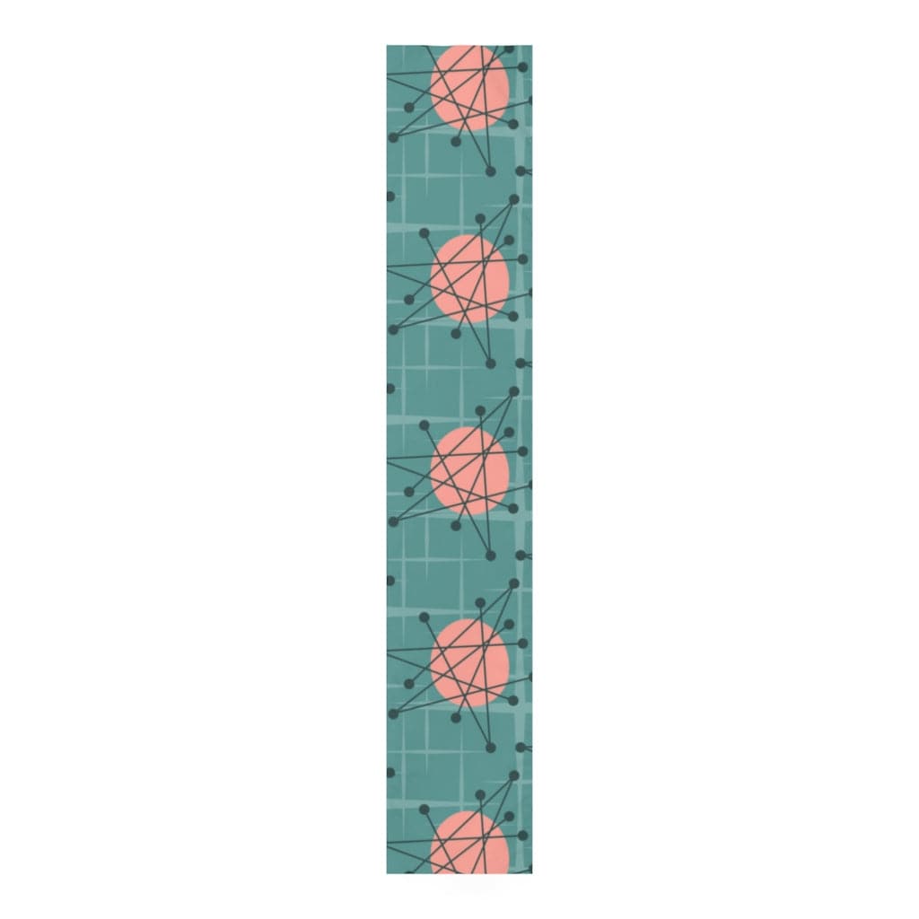 Mid Mod, 50s Atomic Pink, Teal, Abstract Geometric MCM Kitchen, Dining, Tabletop Table Runner Home Decor White / 90&