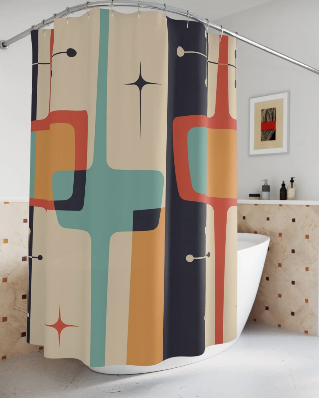 30 Mid-Century Modern Shower Curtain Ideas