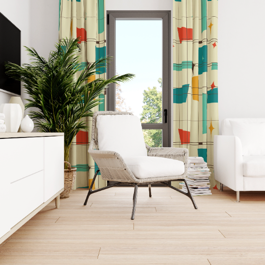 Step Back in Time with Our Mid Century Modern Window Curtains: A Blend of Retro Charm and Modern Elegance