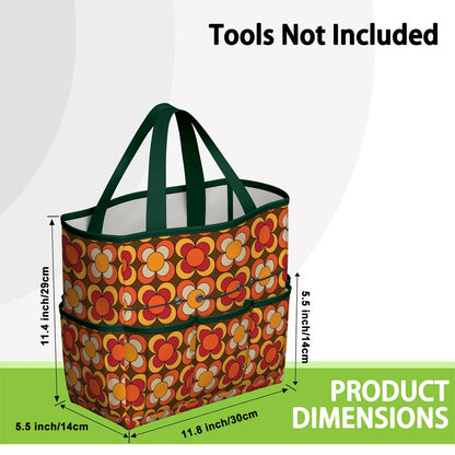 Groovy MCM Orange, Brown Yellow Burnt Red Retro Floral 70s Mid Mod Garden Tool Bag