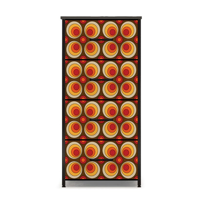 Mid Century Modern Retro Orbs Brown Orange Yellow Mod 4-Drawer Dresser - Mid Century Modern Gal