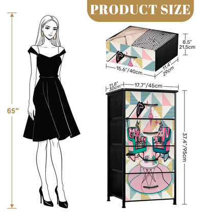Atomic Reading Cats Kitschy Mod Retro Pink Quirky MCM 4-Drawer Dresser - Mid Century Modern Gal