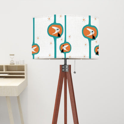 Mid Century Modernist, Atomic Cat, Orange Teal Kitschy Mod Tripod Floor Lamp - Mid Century Modern Gal