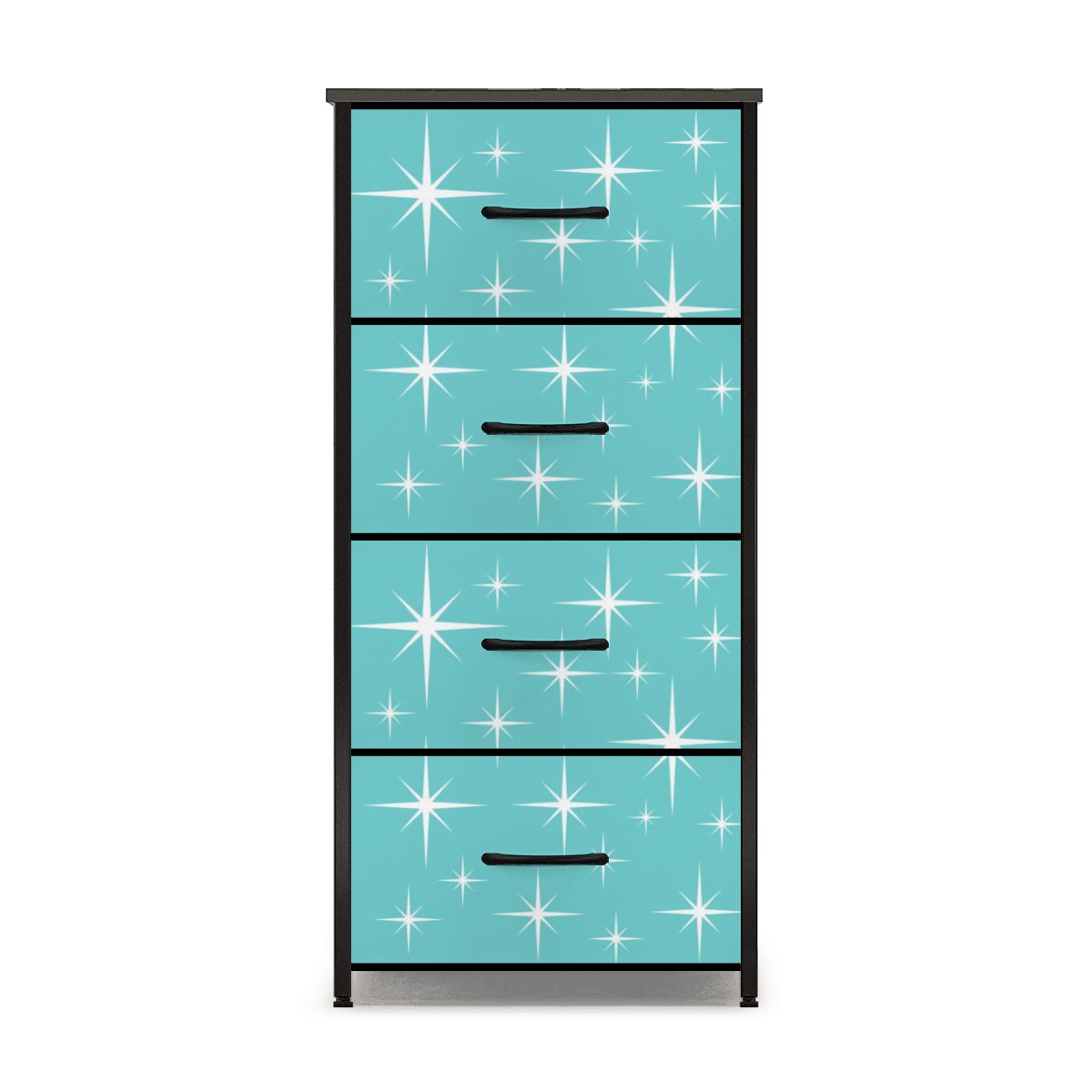 Mid Century Modern Aqua White Starburst MCM 4-Drawer Dresser - Mid Century Modern Gal