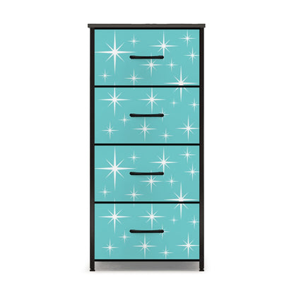 Mid Century Modern Aqua White Starburst MCM 4-Drawer Dresser - Mid Century Modern Gal