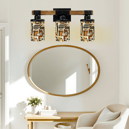 Mid Century Modern Bauhaus Brown Geometric Vanity Light Fixture - Mid Century Modern Gal